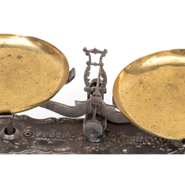 French Antique Breveté s.d.d.g. Iron and Brass Table Top Balance Scale For Sale - Image 3 of 7