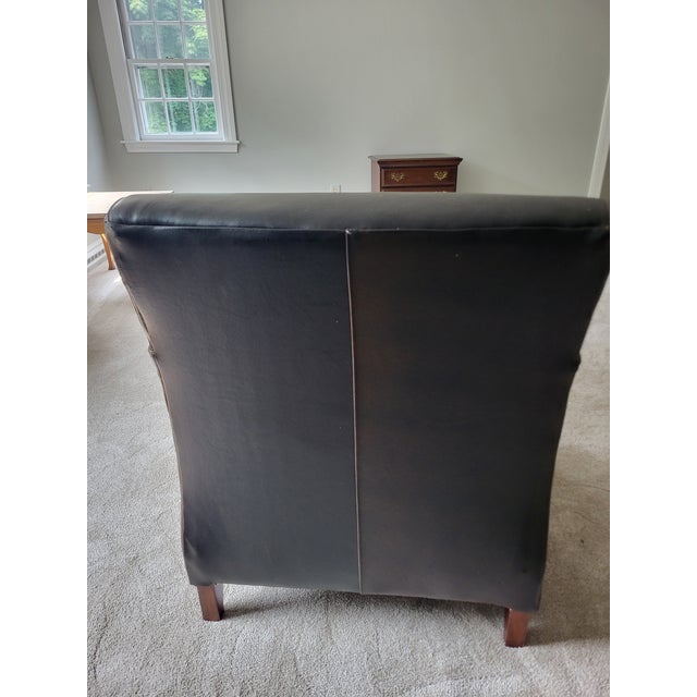Transitional Pair of Bradington-Young Leather Club Chairs For Sale - Image 3 of 14