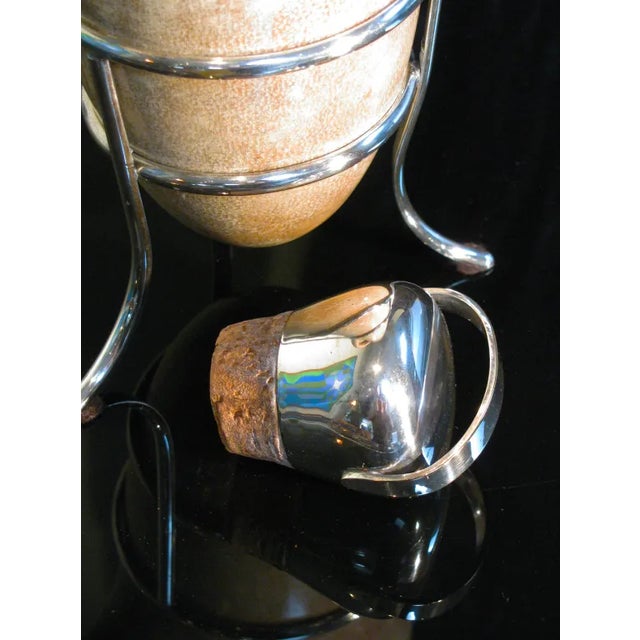 Vintage Aldo Tura Lacquered Goatskin Carafe on Stand For Sale - Image 6 of 8