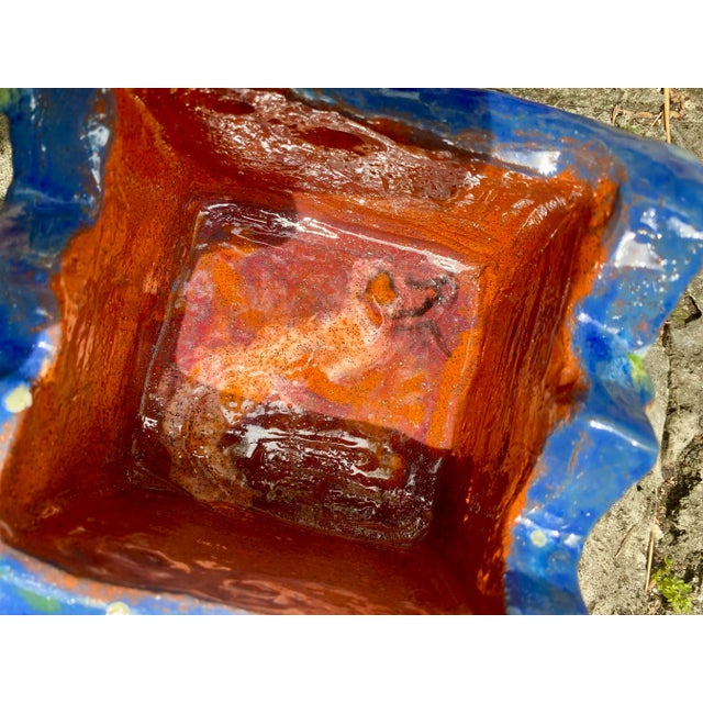 2020s Hand Built Sculptural Blue Glazed Ceramic Box With Fitted Lid For Sale - Image 5 of 9