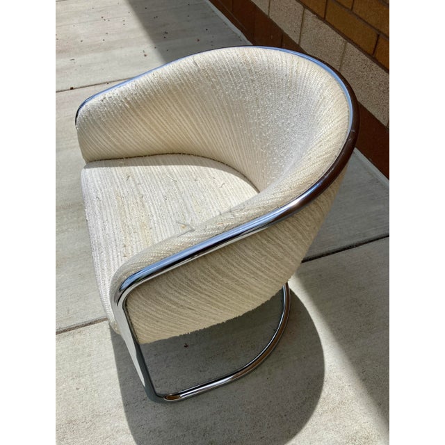 Off-white Thonet Club Tub Chrome Cantilever Lounge Chair Anton Lorenz for Thonet For Sale - Image 8 of 13
