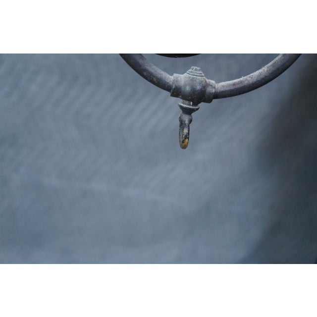 Antique Spanish Revival Wrought Iron Converted Gas Pendant Light Chandelier For Sale - Image 11 of 17