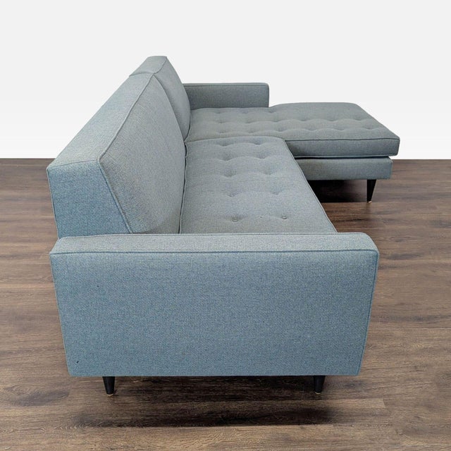 Modern Room and Board Reese Modern Blue Sectional Sofa With Chaise For Sale - Image 3 of 8