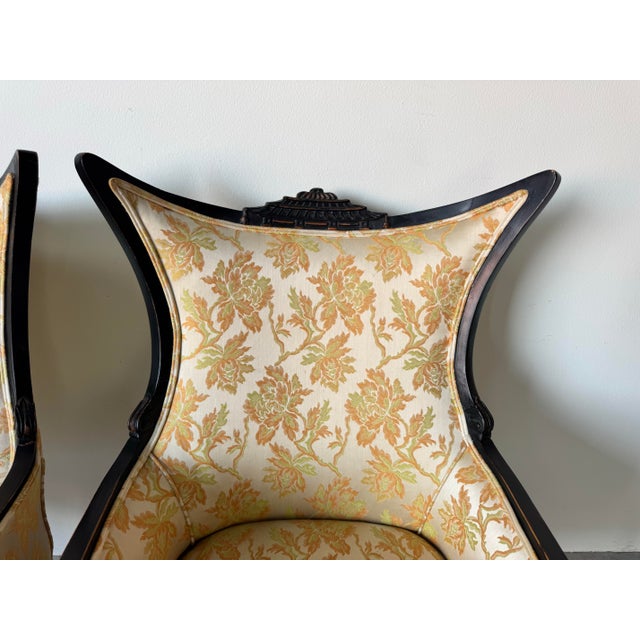 1960's Hollywood Regency Palm Beach - Style Chinoiserie Pagoda Wingback Chairs – A Pair For Sale - Image 10 of 12