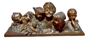 Juan Clara, Busts of Laughing Children, Bronze