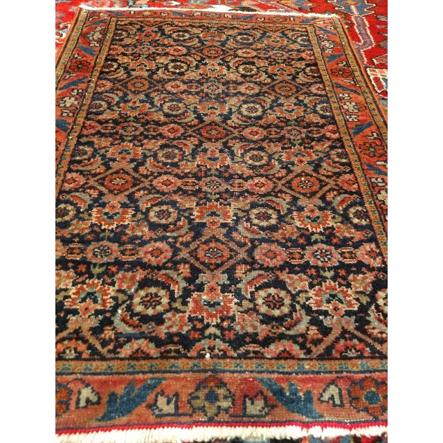 Navy Blue Antique Persian Farahan Accent Rug, Hand-Knotted Wool, Allover Herati Pattern, Navy & Red, 2x3 For Sale - Image 8 of 10