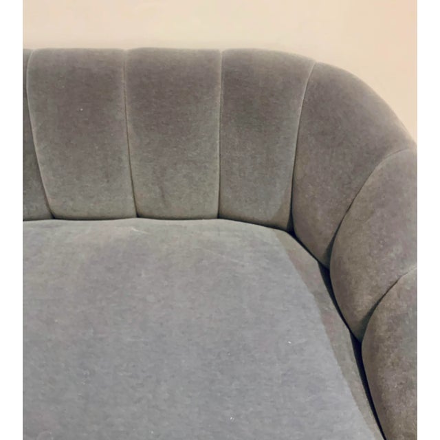 Made Goods Made Goods Modern Gray Channeled Mohair Rooney Settee For Sale - Image 4 of 5