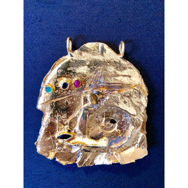 Metal Igael Tumarkin, Gold Gilt Bronze Sculpture Necklace Art Israeli Tumarkin Abstract Surrealist, c.1960s-1970s For Sale - Image 7 of 10