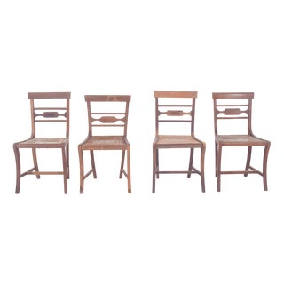 Antique Chairs with Straw Bottoms, 1890s, Set of 4 For Sale