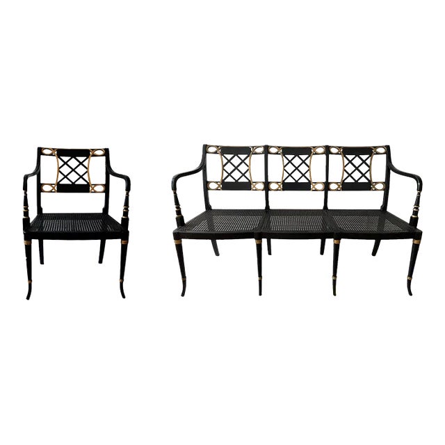 Vintage Bench and Chair Set For Sale