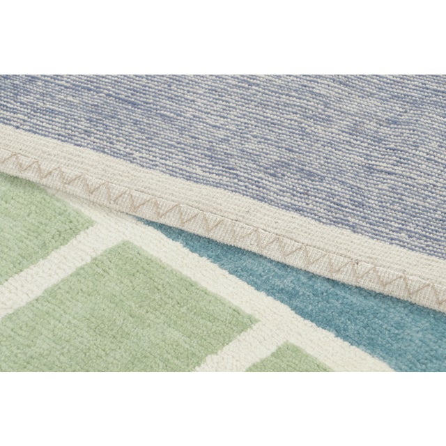 Textile Contemporary French Deco Geometric Wool Runner by Rug & Kilim, India For Sale - Image 7 of 9