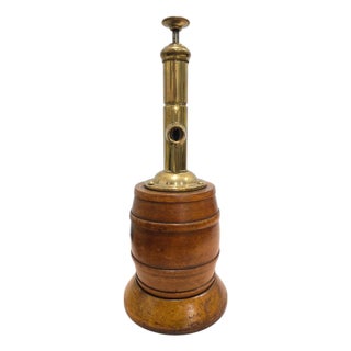 Antique Barrel-Shaped Cigar Cutter in Wood and Gilt Brass, 1900 For Sale