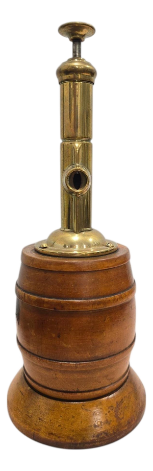 Antique Barrel-Shaped Cigar Cutter in Wood and Gilt Brass, 1900