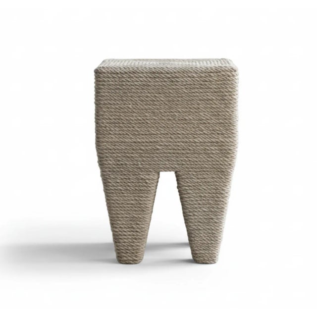 Versatile Stool or Side Table designed by Christian Astuguevieille and made by hand of Natural Hemp Rope. Made in France....