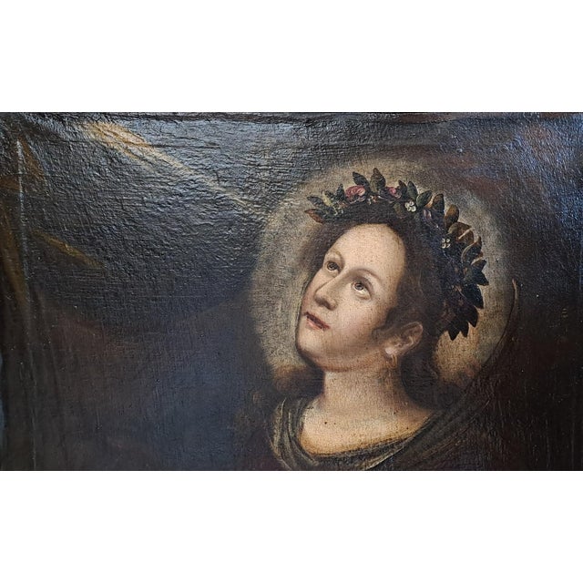 Saint Lucia, 18th Century, Oil Painting on Canvas, Framed For Sale - Image 5 of 10