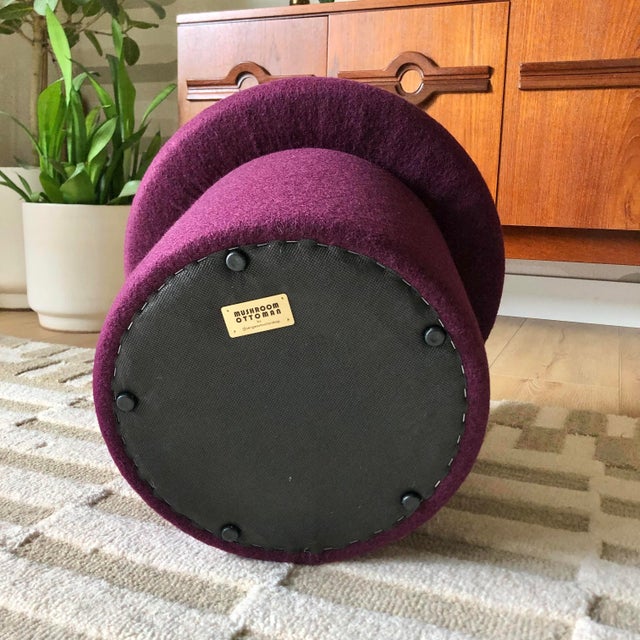 Mushroom Ottoman in Plum Wool For Sale - Image 10 of 11