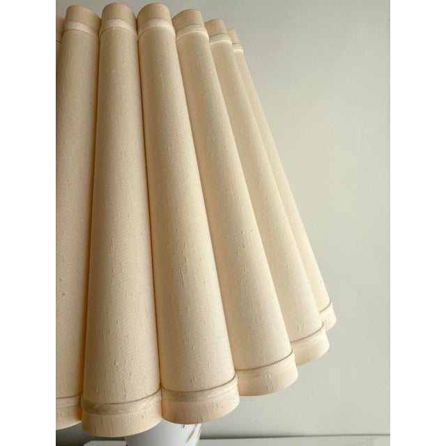 Glass Mid Century Bavarian Glass Lamp Painted Floral Gold Accents With Shade For Sale - Image 7 of 11