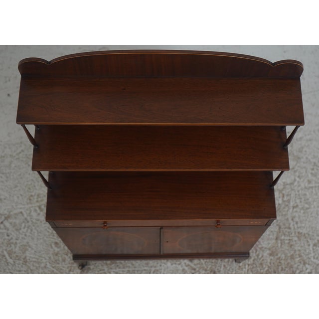 Wood Vintage Regency Style 3 Tier Inlaid Mahogany Cabinet For Sale - Image 7 of 18