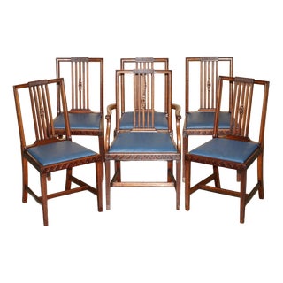 Antique English Victorian Hardwood Dining Chairs by James Jas Shoolbred, Set of 6 For Sale