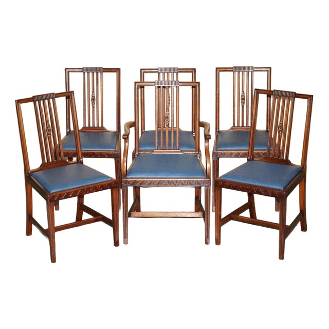 Antique English Victorian Hardwood Dining Chairs by James Jas Shoolbred, Set of 6 For Sale