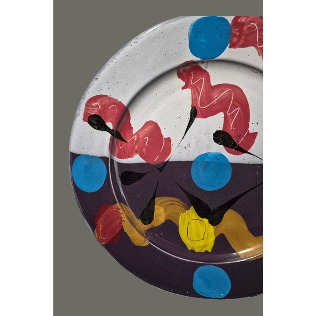 Mid-Century Modern Vintage Vermont Dan Lasser Mid-Century Modern Abstract Expressionism Large Platter 15'' For Sale - Image 3 of 12