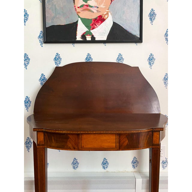 Antique Early 1900s American Neoclassical Revival Mahogany Game Table With Inlay For Sale - Image 11 of 18