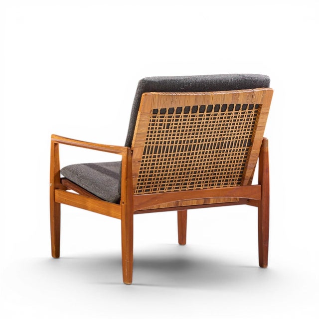 Brown Hans Olsen for Juul Kristensen Model 519 Mid Century Danish Teak and Cane Chairs - Pair For Sale - Image 8 of 13