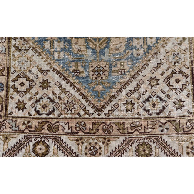 Early 20th Century Antique Persian Hamadan Gallery Rug With Blue and Allover Design 4'11 X 11'5 For Sale - Image 5 of 13