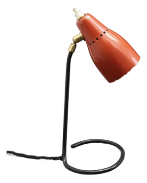 Red Lacquered Table Lamp, 1950s