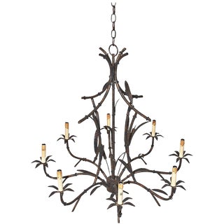 Faux Bamboo Tole Chandelier For Sale