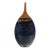 Large Artisan Ceramic Vase in Midnight Blue with Brown Tapered Neck For Sale