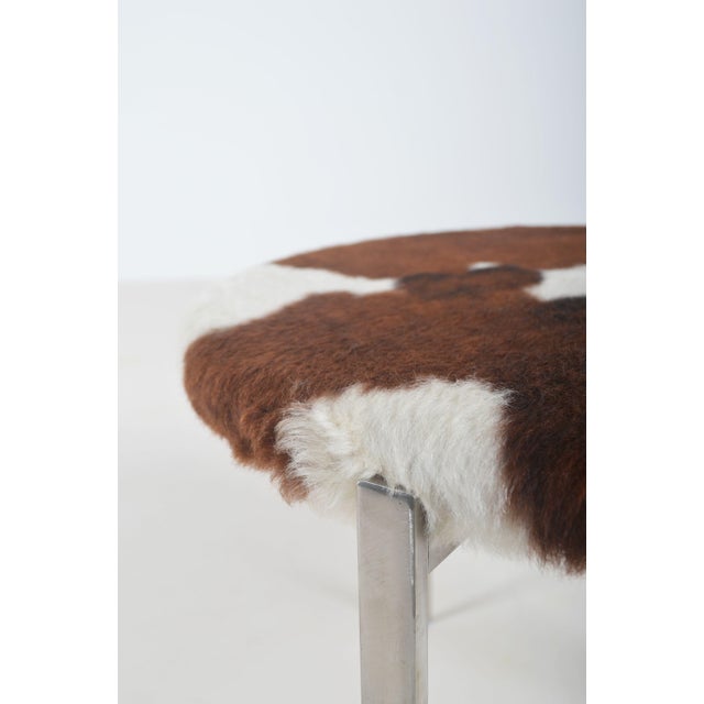 Danish Stool with Cowhide Seat For Sale - Image 3 of 8