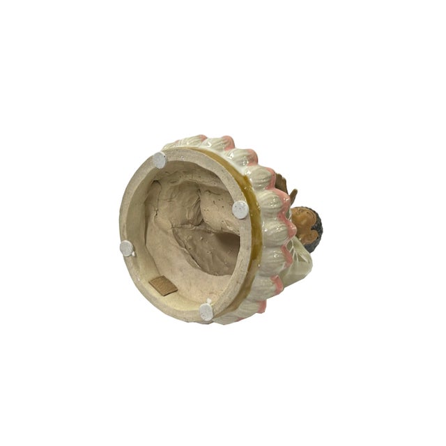 Chinese Chinese Ceramic Beige Color Sitting Buddha Amitabha on Lotus Statue For Sale - Image 3 of 5