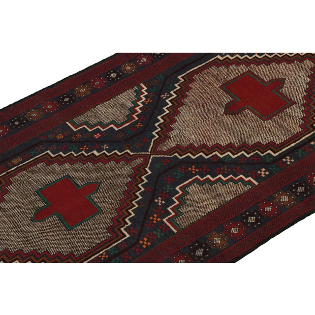 Rug & Kilim Rug & Kilim’s Afghan Baluch Tribal Rug in Blue With Beige and Red Medallions For Sale - Image 4 of 8