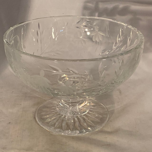 Mid 20th Century Mid 20th Century Stuart Crystal Compote: Cascade Cut Glass Footed Bowl For Sale - Image 5 of 9