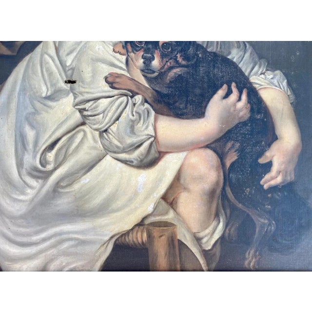 Jean-Baptiste Greuze, Little Girl and Her Dog, Oil on Canvas, 19th Century For Sale - Image 4 of 12