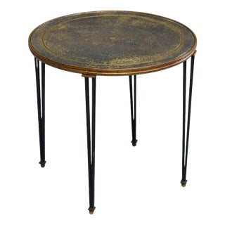 Mid-Century Side Table in Wrought Iron and Verre Eglomisé, 1940s For Sale