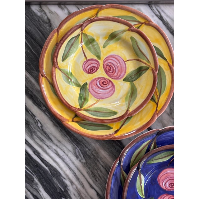 8 Pieces Made in Portugal Hand Painted and Glazed Plates For Sale - Image 4 of 16