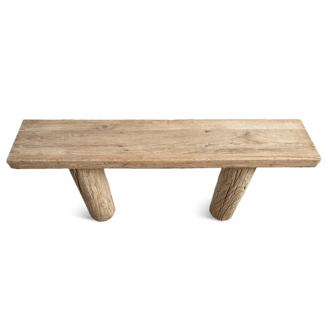 Vintage Bleached Elm Log Console Table For Sale - Image 4 of 7