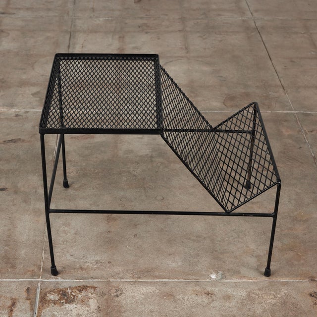 Expanded Metal Side Table With Magazine Rack Chairish