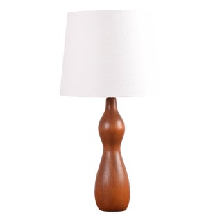 Mid-Century Modern Scandinavian Teak Table Lamp with Shade, 1960s For Sale