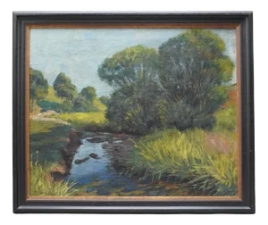 Adelbert Wimmenauer, Impressionist Landscape, 1890s, Oil on Canvas, Framed