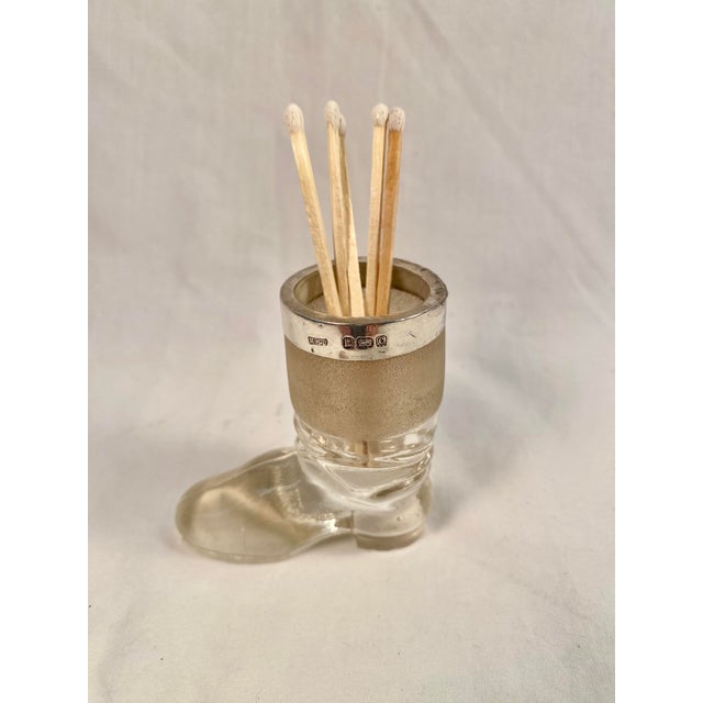 Antique English Glass and Sterling Boot Match Striker For Sale - Image 11 of 11
