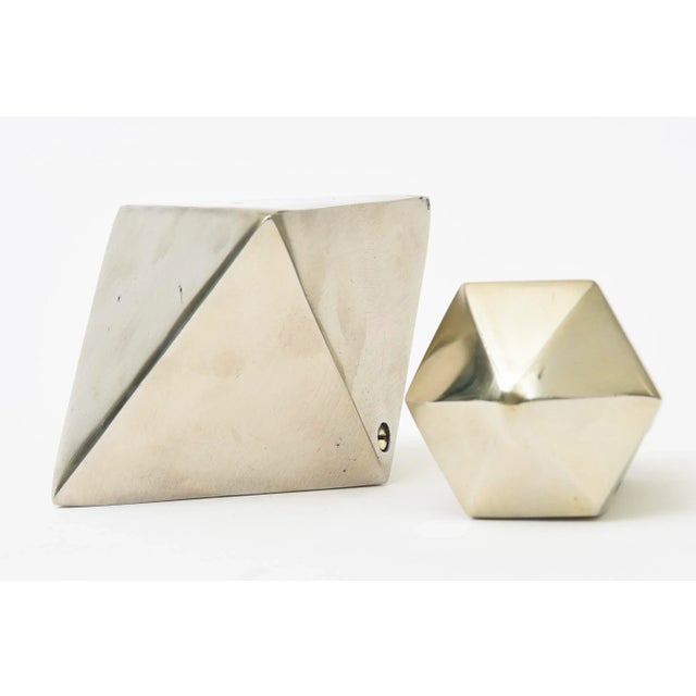 1960s Vintage Two Brass and Nickel Sculptural Objects or Paperweights, 1960's For Sale - Image 5 of 12