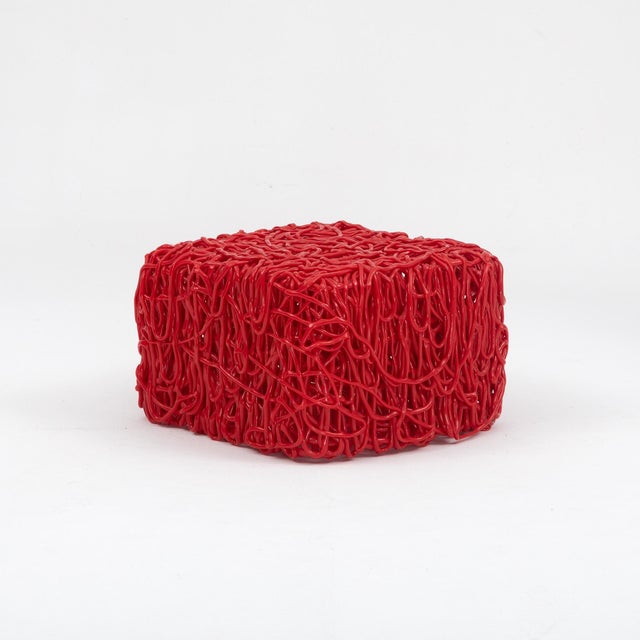 Gaetano Pesce “Senzafine” Armchair and Pouf in Red Polyurethane For Sale - Image 15 of 16