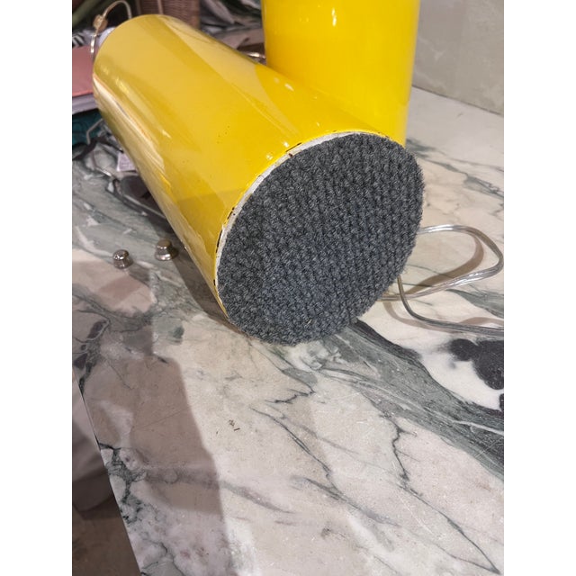 Yellow Vintage Lamps With Silk Ikat Lampshades - a Pair For Sale - Image 8 of 8