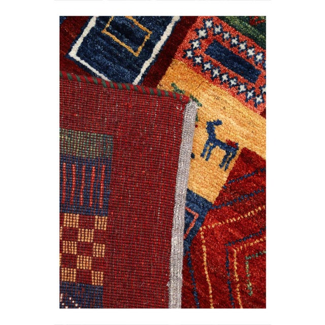 Pasargad DC Multi Color Fine Hand Knotted Gabbeh Rug For Sale - Image 4 of 4