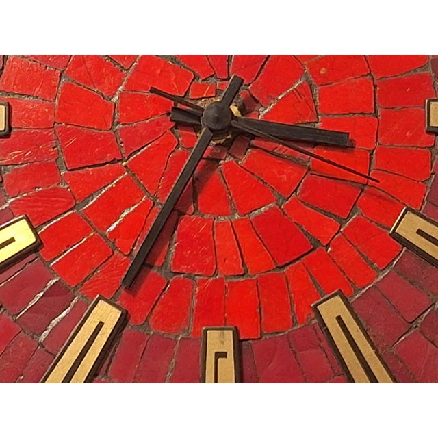 Mid-Century Modern Vintage Mosaic Wall Clock, 1960s For Sale - Image 3 of 5
