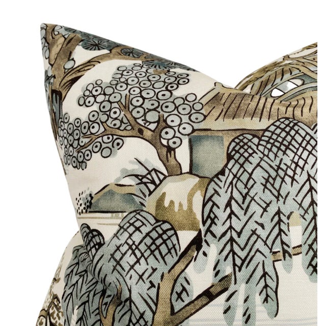 Modern Thibaut Asian Scenic Pillow Cover in Grey, 22x22 Pillow For Sale - Image 3 of 4