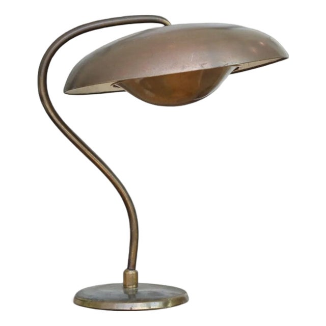 Bauhaus, Mid-Century Modern, Desk Lamp, Gilt Metal, Germany, 1930s For Sale